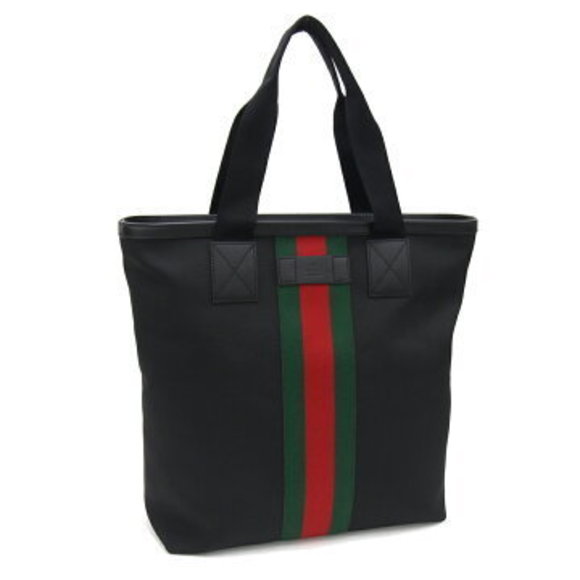 Gucci Sherry Handbag Black Web lined Ribbon trimmed Tote Bag - Picture 1 of 5